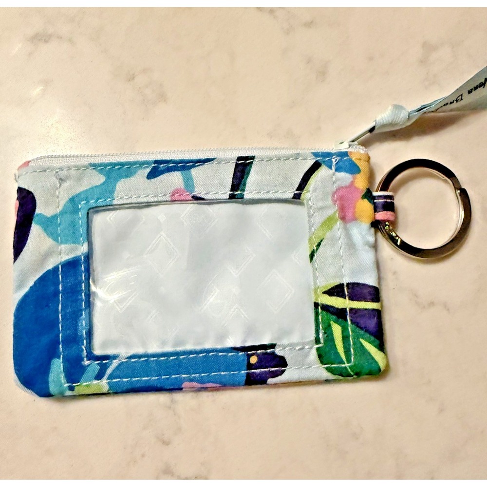 Vera Bradley Floral Zip ID Case Keychain Wallet Card Holder Cottagecore NWOT